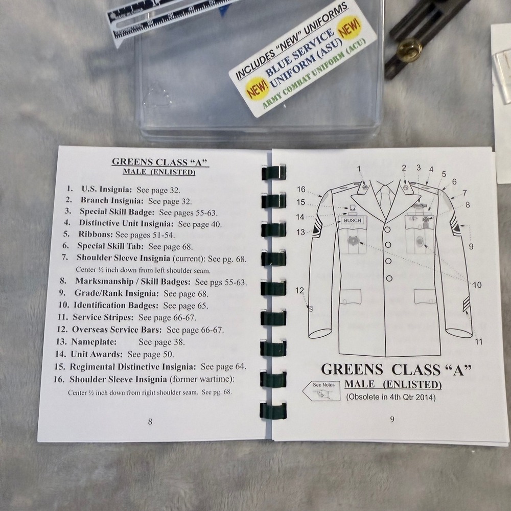 Look Sharp US Army Uniform Guide 2012 Ruler Templates Complete Kit ASU ACU - Picture 5 of 8